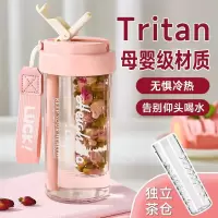 [补贴10%]水杯女生新款2024高颜值学生耐高温茶水分离大容量吸管塑料杯奶瓶