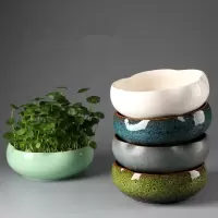 [补贴10%]无孔铜钱草花盆陶瓷大号一叶莲碗莲特价清仓水培植物紫砂口径阳台