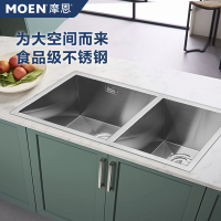 摩恩304不锈钢厨房水槽单槽台下盆 洗菜盆一体盆洗碗槽水池盆双槽SK91841C
