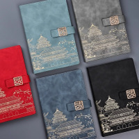 [补贴10%]a5笔记本子国潮加厚商务皮本日记本精致中国风记事本工作会议记录本办公用品文具定制可印logo迷你皮面