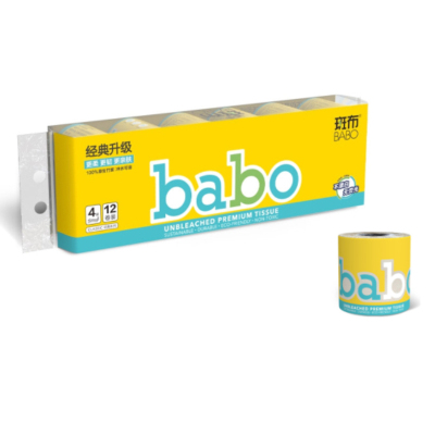 斑布(BABO)卷纸12卷 经典系列有芯有膜卷纸165g*12卷/提(BJPJ165A12)本色卫生纸竹浆