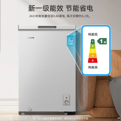 美菱(MeiLing)BC/BD-100DTXNP亚光银100升家用节能省电一级能效冷冻冷藏转换减霜租房商用卧式迷你囤货