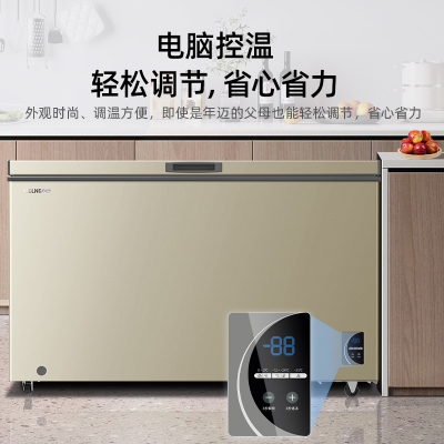 美菱 BC/BD-350DTENP炫金 大容量冰柜家用商用单温双温冷藏冷冻