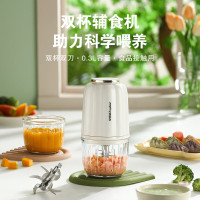 荣事达 辅食机婴儿家用料理机搅拌绞馅机碎肉蒜泥捣碎器绞肉机300ml+双杯双刀款 RS-JR2068-8GS