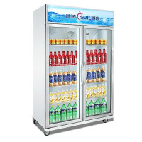 穗凌(SUILING)LG4-882M2F,825升双门风直冷大冰柜 冷藏立式饮料展示柜 商用玻璃门保鲜冷柜