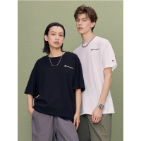 Champion冠军复古情侣t恤男2024春夏撞色字母印花短袖上衣女1