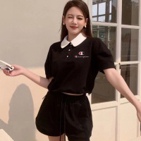 Champion冠军正品运动休闲两件套装女夏季POLO衫显瘦短裤t恤潮1