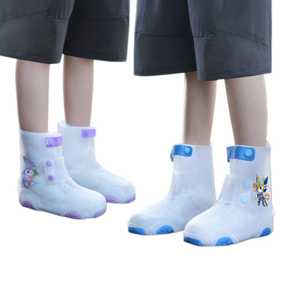 正雨儿童雨鞋套半透白设计时尚印花实用美感雨天上下学9063