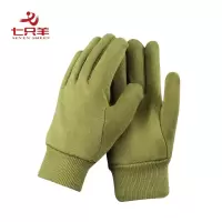 七只羊 绒手套 军绿色 双