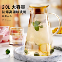 三维工匠凉水壶玻璃高硼硅大容量储水凉白开水壶家用水杯套装冷水壶