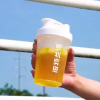 三维工匠熊猫摇奶昔杯蛋白质粉搅拌健身运动水杯男女塑料刻度定制