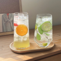 三维工匠ins风菱角玻璃杯 网红餐厅水果茶杯苏打气泡水杯冷饮料杯喝水杯子