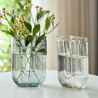 三维工匠网红ins风U形玻璃花瓶简约透明水养鲜花玫瑰百合花瓶客厅装饰摆件