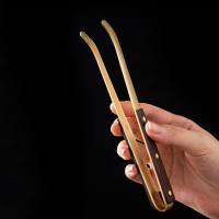 三维工匠花梨木纯铜茶夹子茶杯夹子镊子茶道功夫茶具配件黑檀实木茶叶夹子