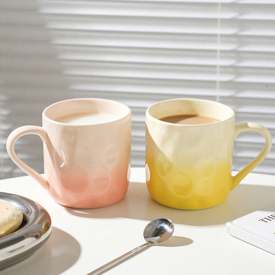 三维工匠高颜值渐变马克杯女水杯家用设计感陶瓷杯子情侣早餐杯咖啡杯