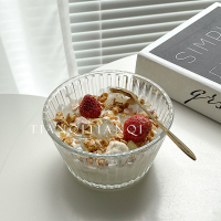 三维工匠ins风竖纹甜品玻璃碗燕窝早餐碗网红餐具糖水碗水果沙拉碗点心碗