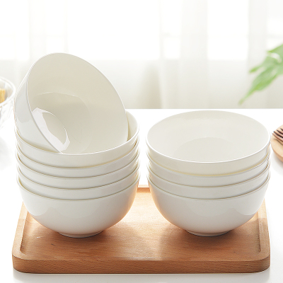 三维工匠唐山骨瓷碗家用套装白色饭碗米饭碗陶瓷碗2024新款面碗餐具白瓷碗