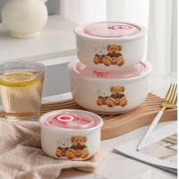 三维工匠泡面碗带盖陶瓷酸奶碗学生宿舍微波炉专用饭盒沙拉碗蒸饭碗卡通
