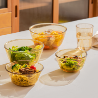 三维工匠玻璃碗家用实用新款水果沙拉碗大号透明和面碗泡面碗