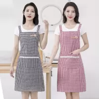 三维工匠韩版家用围裙新款小清新厨房做饭透气秋冬背带围腰棉布罩衣工作服
