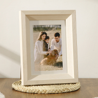 三维工匠照片打印加相框定制洗相片做成相册空框7寸摆台摆件六6寸实木挂墙 米白色+免费洗照片 8寸摆挂两用[放15.3x2