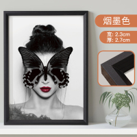 三维工匠定制木质相框挂墙画框空框装裱拼图素描美术海报8k4K展示外框架 烟墨色- 卡纸 A4寸[21*29.7]摆挂