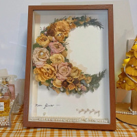 三维工匠干花相框手工diy永生花保存盒立体中空画框做放干花的相框玫瑰花 胡桃色(中空5cm送鲜花干燥剂 +丝带+胶水+灯