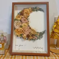 三维工匠干花相框手工diy永生花保存盒立体中空画框做放干花的相框玫瑰花 胡桃色(中空5cm送鲜花干燥剂 +丝带+胶水+灯
