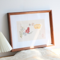 三维工匠实木简约大画框挂墙装裱外框国画书法裱框拼图海报摆台相框定制A4 斜边新柚色 18寸挂墙[可放35.5*45.5c