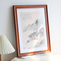 三维工匠实木简约大画框挂墙装裱外框国画书法裱框拼图海报摆台相框定制A4 U型深咖啡色 20寸挂墙[可放40.5*50.8