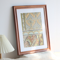 三维工匠实木简约大画框挂墙装裱外框国画书法裱框拼图海报摆台相框定制A4 实木胭咖色 12寸挂墙[可放25.4*30.5c