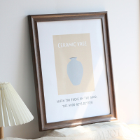 三维工匠实木简约大画框挂墙装裱外框国画书法裱框拼图海报摆台相框定制A4 实木胭棕色 32寸挂墙[可放60*80cm]