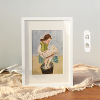 三维工匠实木a4相框框架挂墙展示框a3画框装裱空框4k拼图裱框8k海报框摆台 白色(不含卡纸和画芯) 10寸[20.3*