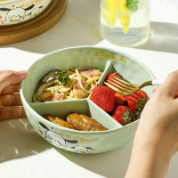 三维工匠陶瓷饭碗食堂打饭专用分隔饭盒上班族瓷碗可微波炉加热分格碗餐盘