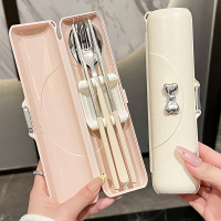 三维工匠高颜值筷子勺子套装304不锈钢便携餐具单人装学生一人用专用盒