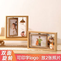 三维工匠创意双面旋转6寸六相框定制logo摆台情侣照片纪念生日礼物摆件