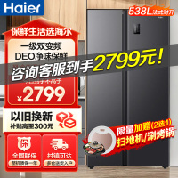 海尔(Haier)538升对开门嵌入冰箱 一级双变频节能 精控多路送风 智+魔方视窗 BCD-538WGHSSEDB9