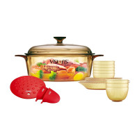 康宁(VISIONS) 晶彩透明锅煮锅汤锅visions晶莹系列锅具套装 晶彩生活16件组