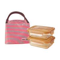 康宁玻璃饭盒玻璃保鲜盒便携饭盒 琥珀色保鲜盒640ML两件组