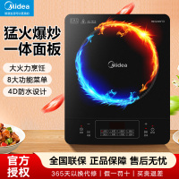 美的（Midea）电磁炉家用黑晶面板2200W大功率炒菜 八档 智能电池炉定时 4D防水 C22-RT22E0103