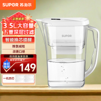 苏泊尔(SUPOR)过滤净水器 家用滤水壶自来水过滤器净水壶自来水家用厨房净水器滤水器滤水壶UF01白色一壶四芯