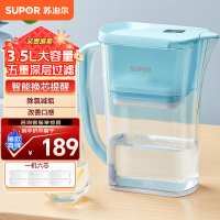 苏泊尔(SUPOR)过滤净水器 家用滤水壶自来水过滤器净水壶自来水家用厨房净水器滤水器滤水壶UF01蓝色一壶六芯