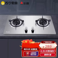 志高(CHIGO)F206双灶眼灶具家用不锈钢面板一级能效台嵌两用熄火保护燃气灶(液化气)付费安装