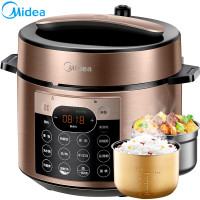 美的(Midea)电压力锅MY-YL60Q3-451电高压锅智能预约上蒸下煮煲汤炖肉煮饭蒸饭多功能大容量金色6L双胆