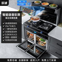 欧诚L68集成灶语音彩屏双内胆左烤右蒸 家用智能左烤箱右蒸箱大吸力烟灶套装