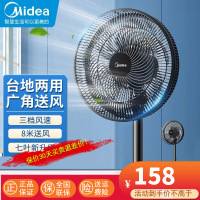 美的(Midea)电风扇 落地扇家用节能七叶大风量机械电扇立式卧室客厅低噪轻音循环风扇耀石黑SAE35CB