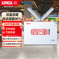 星星(XINGX)BCD-280HE冰柜280升双温商用卧式双箱冷柜家用冰柜 雪糕柜玻璃门款
