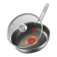 康巴赫304不锈钢平底锅煎锅 带盖