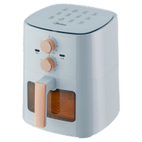 美的(Midea)空气炸锅可视5.8L双旋钮定时控温不沾热风循环滤油MF-KZE5881大火力烤整鸡红薯蛋挞天蓝色