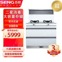 [可开专票]森歌(SENG)L1海豚系列二星级消毒白色集成灶一体灶 家用新风系统消毒柜集成柜抽油烟机一体机 天然气